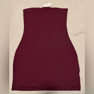 Aritzia Contour Strapless Bodycon Dress in Deep Burgundy